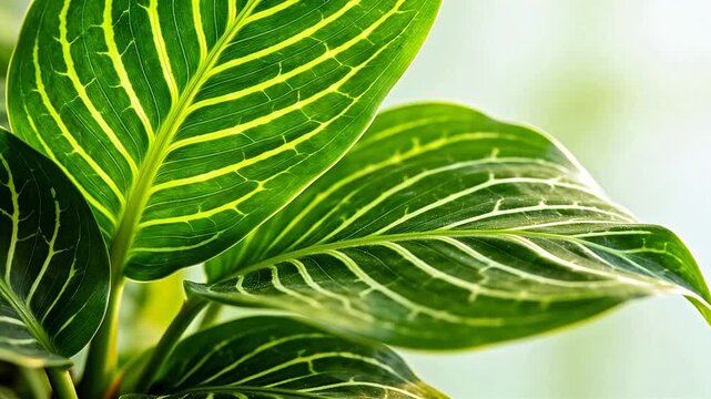 Green leaf with yellow veins