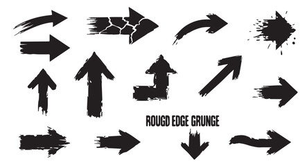 Set of hand drawn grunge texture paint brush, business arrows with different length and thickness hand drawn set.   © illus
