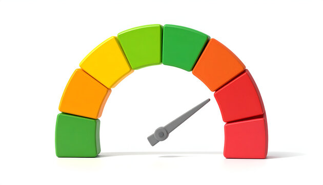 Credit Score Gauge Meter Showing Good to Bad Range.
