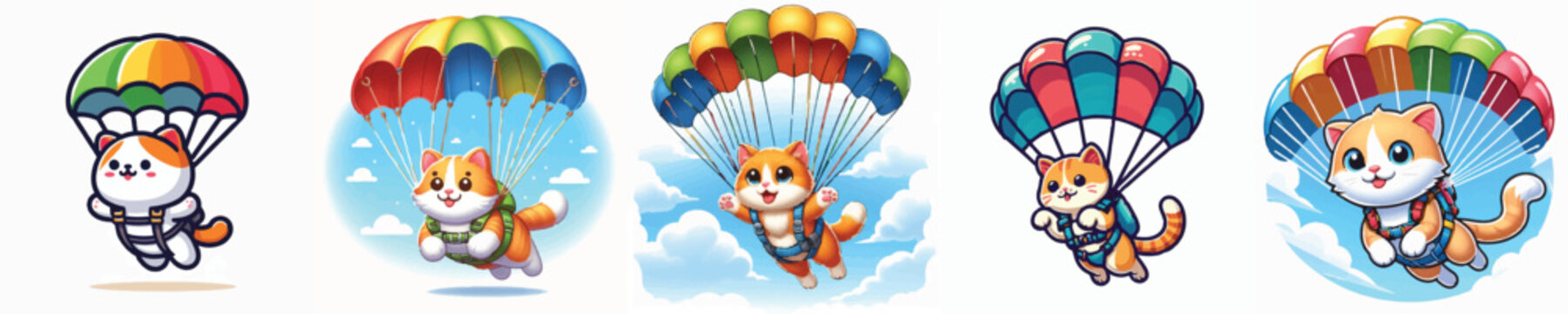 Vector of a cat doing parachute