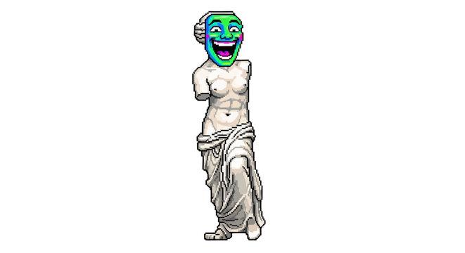 Ancient Greek Statue with Modern Meme Face.