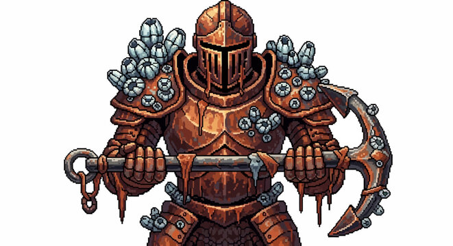 Ancient Nautical Knight Warrior Holding Heavy Anchor.