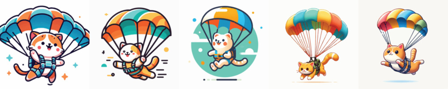 Vector of a cat doing parachute
