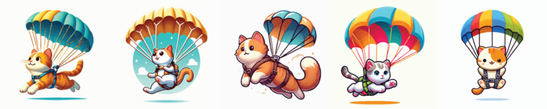 Vector of a cat doing parachute