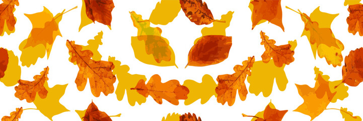 Autumn leaves seamless pattern, oak tree foliage vector background © ange1011