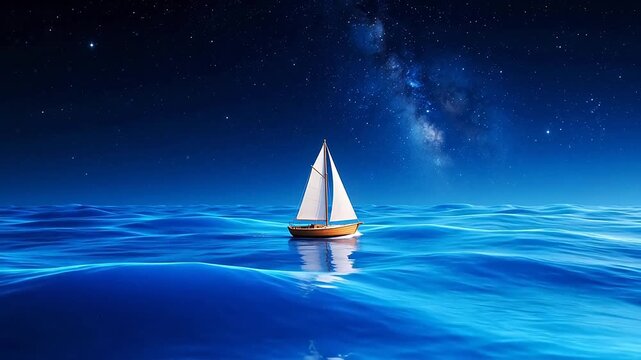 Sailboat on ocean under starry sky