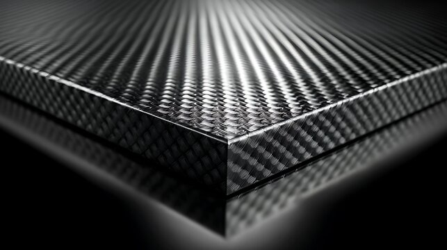 Close up view of high quality carbon fiber sheet material.