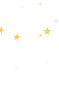 Stars sparkles animated vertical overlay with falling down. Starbursts. Top border frame with dynamic motion. Cascading elements on transparent background. Use for social media and mobile design