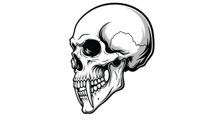 Obraz premium Gothic skull side tattoo stencil with dark aesthetic, skull profile tattoo flash illustration