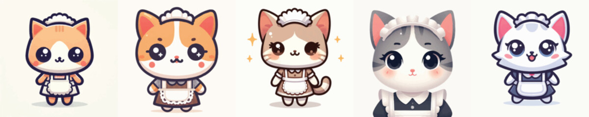 Fototapeta premium Vector of a cat maid
