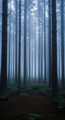 Fototapeta premium Forest Trees Foggy Atmosphere Natural Scene