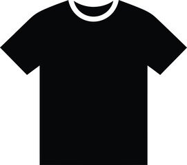 Naklejka premium Black T-Shirt with White Crew Neck Isolated on White