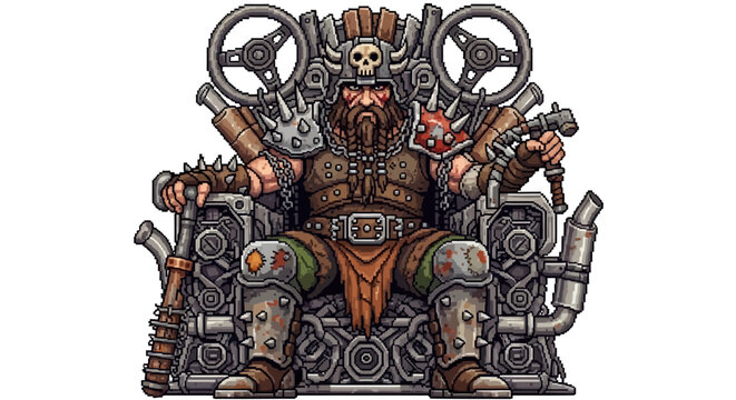 Dwarf King Sitting on Elaborate Throne.