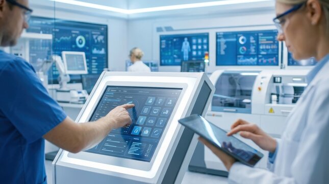 Healthcare Automation Technology: Hospital workflow optimized through digital dashboards in smart facility

