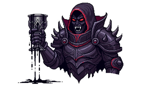 Dark Warrior Holding Chalice with Black Liquid.