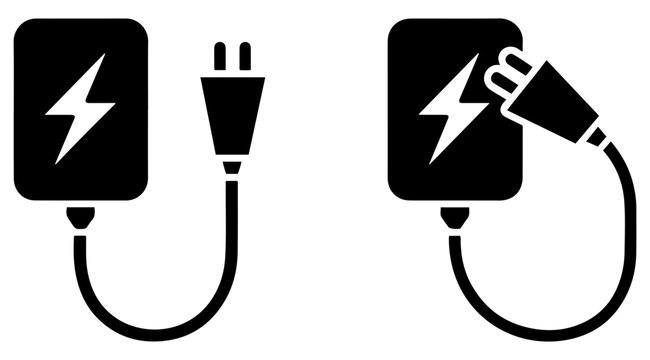 ev charging station icon set electric