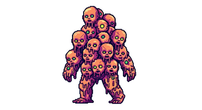 Grotesque Monster Composed of Many Heads.