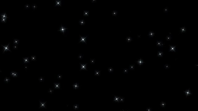 Luxury white glitter sparkle trail animation with glowing twinkle stars, magical dust particles, smooth flowing light streaks and elegant curved motion, cinematic festive shimmer on black screen 4K