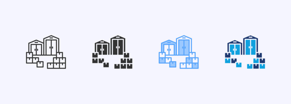 Warehouse Icon Set Color Multiple Style Collection Illustration