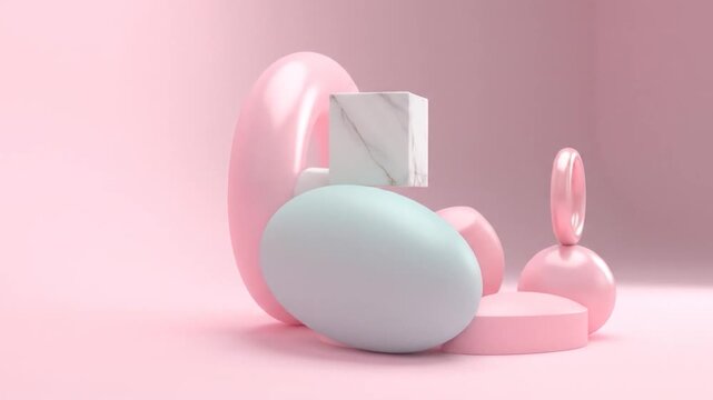 Abstract geometric shapes arranged in a pleasing composition on a soft