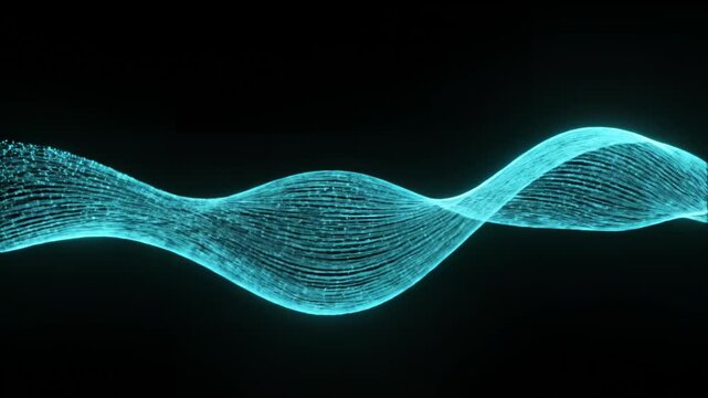 Blue glowing wave on black background perfect for UI/UX design and motion graphics