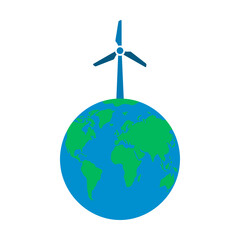Naklejka premium A symbolic representation of sustainable energy featuring a windmill atop the Earth