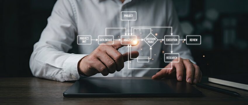 Analyzing data flow with interactive diagrams office space digital content technology environment close-up view business concept for effective decision-making