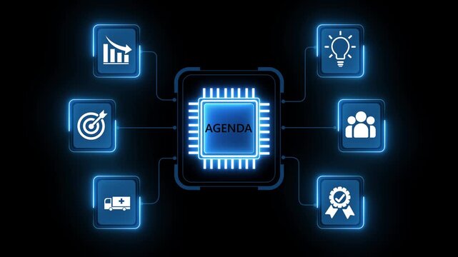 Agenda meeting appointment activity information concept. Businessman holding virtual whit Agenda icon for agenda meeting plan schedule in personal organizer. on transparent background.