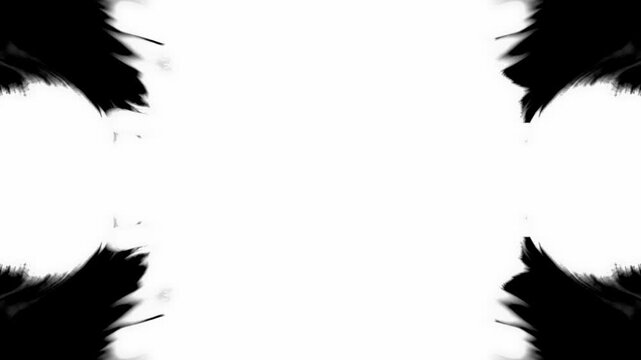 High contrast symmetrical ink expansion. Technical luma matte asset for organic video transitions and visual effects compositing.