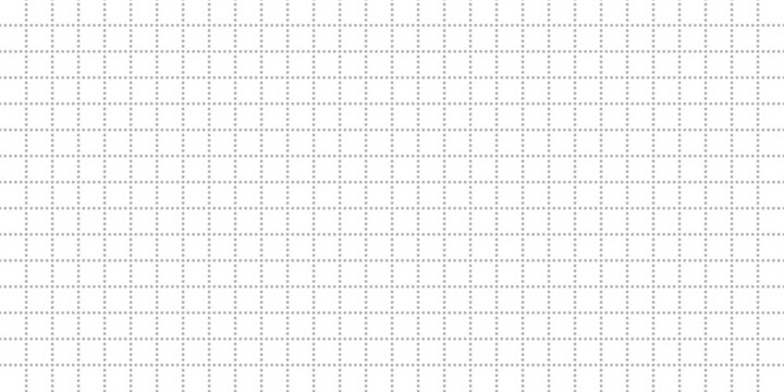 Grid dashed seamless pattern with dotted lines and squares. Plaid notebook paper texture background. Vector school illustration