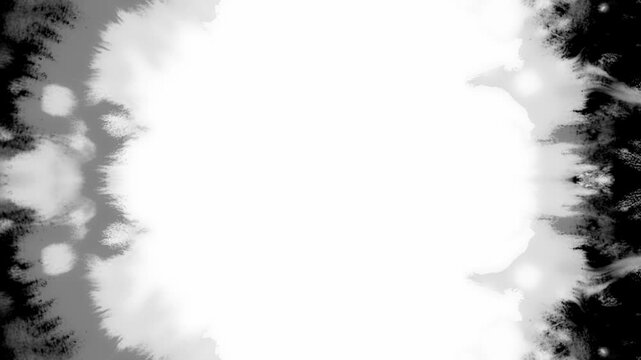 High contrast symmetrical ink expansion. Technical luma matte asset for organic video transitions and visual effects compositing.