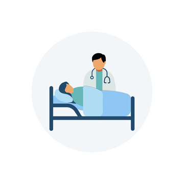 Doctor examining patient in hospital bed flat vector illustration high-quality professional detailed modern elegant stylish clean crisp