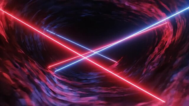Abstract neon light tunnel symbolizing conceptual art and dynamic energy