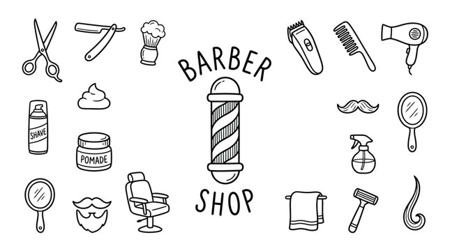Barber shop icons and tools.