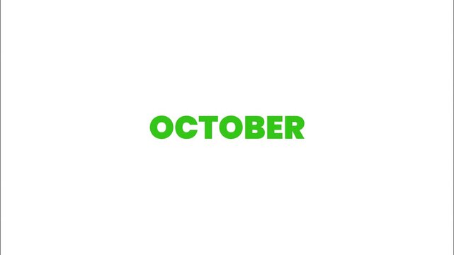 OCTOBER written in bold green font on a plain white background