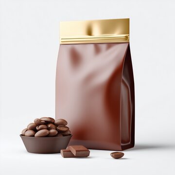 Chocolate candy packaging showcase studio setting product photography minimalist environment close-up perspective