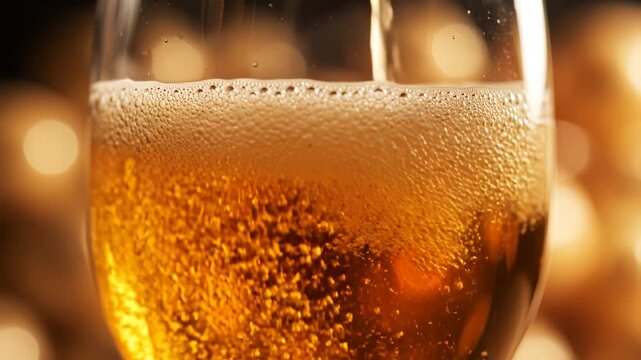 Beer being poured into glass ideal for sleek commercial backgrounds and title sequences