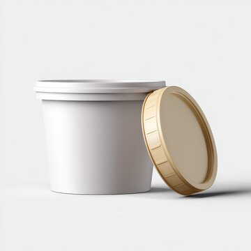 Minimal ice cream tub mockup studio product photography clean environment top view branding concept