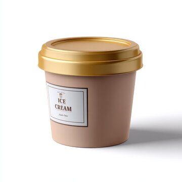 Minimalist ice cream tub mockup studio setting packaging design round container aesthetic view conceptual presentation