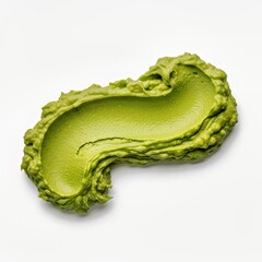 Obraz premium Vibrant Green Edamame Paste Spread on White Background Healthy Food Stock Photo