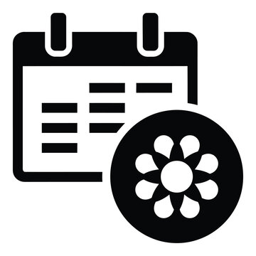 Calendar icon with flower symbol indicating an important date or event icon