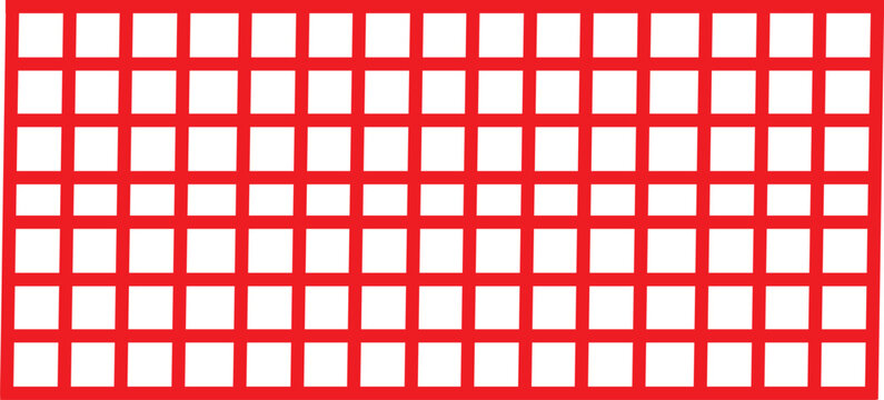 Red grid pattern vector, geometric square mesh background, minimalist net texture for design