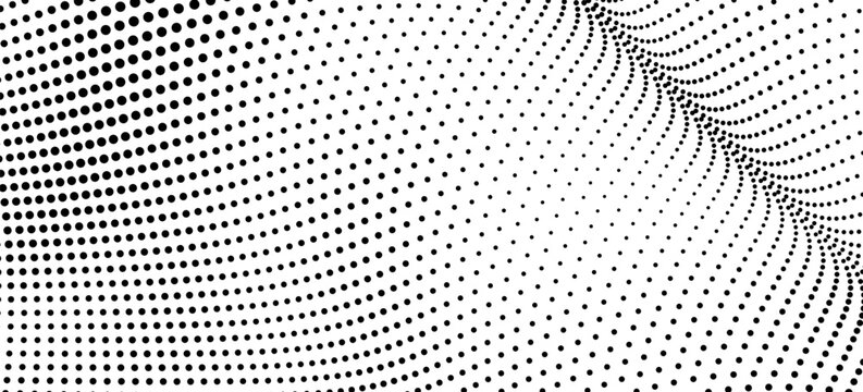 Monochrome gradient halftone dots background. Vector illustration. Abstract small grunge dots on white background