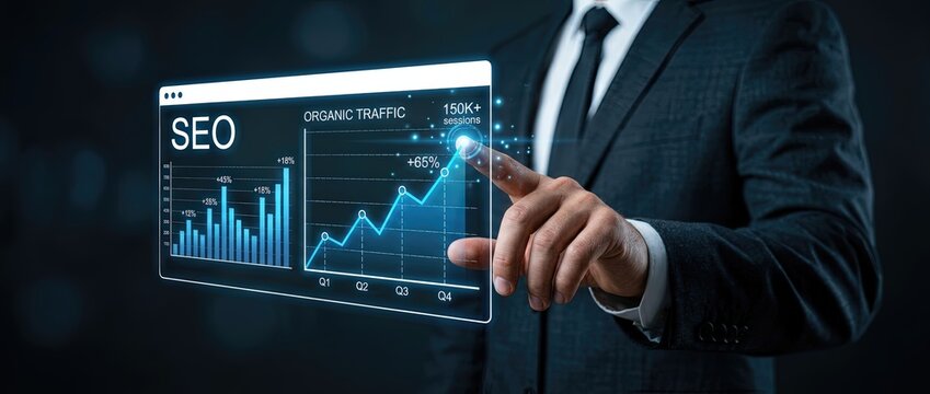Analyzing seo strategies for boosting organic traffic business growth insights digital marketing trends graphical data visualization