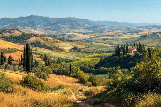 Serene Tuscan Landscape with Rolling Hills