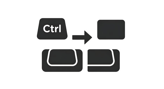 Keyboard shortcut icon, control key being pressed with another key, vector illustration