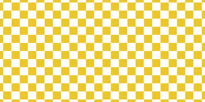 Seamless yellow and white checkerboard pattern. Classic geometric square grid background for fashion, textile, and web design.