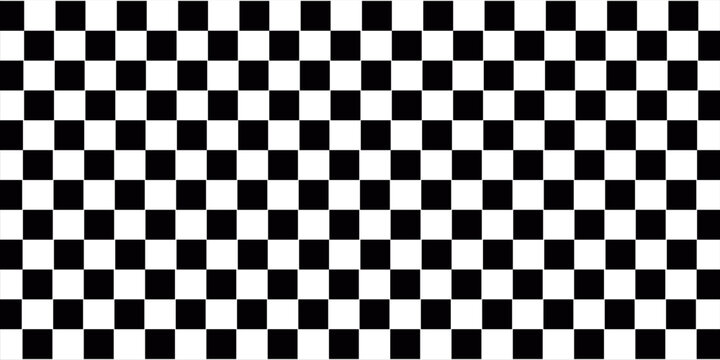 Seamless black and white checkerboard pattern. Classic racing or chess board background texture for graphic design, textile, and wallpaper.