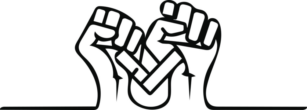 Two fists with interlocked fingers