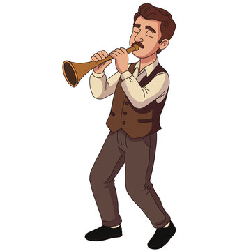 Traditional Turkish Zurna Player Musician Character Illustration